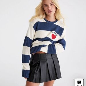 Aeropostale Oversized Striped "Amore" Heart Sweater Sz Small